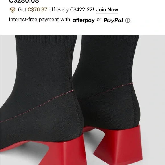 Elegant Black and Red Heeled Boots - Picture 3 of 5